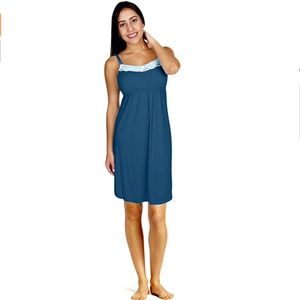 NEW! My Bella Mama Nursing Nightie Babydoll BLUE NWT